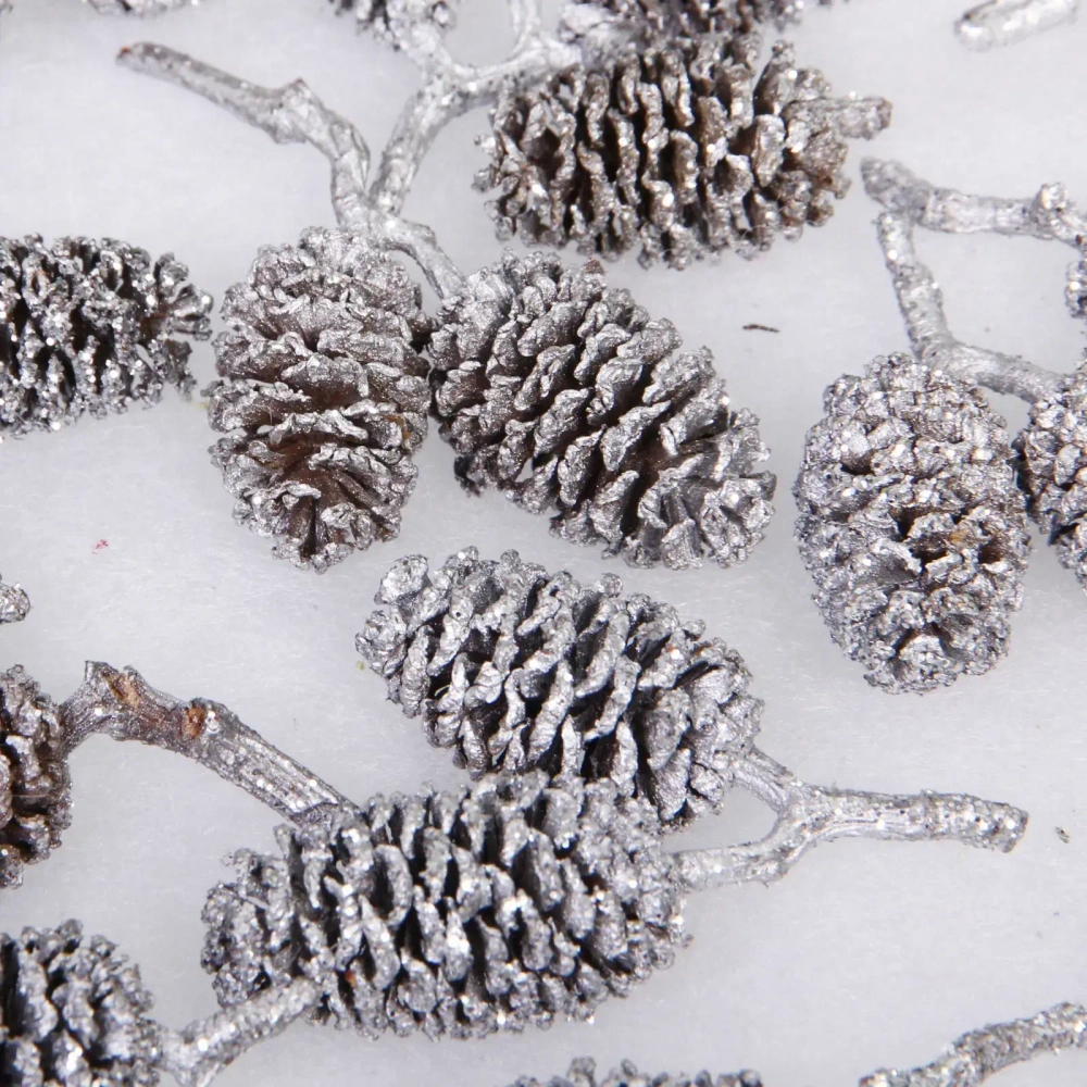 Композиция для декора «Блестящие шишки» 11*11*12 см (150 гр), серебро