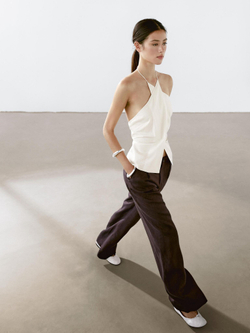 Massimo Dutti Брюки свободного кроя из 100% льна, коричневый