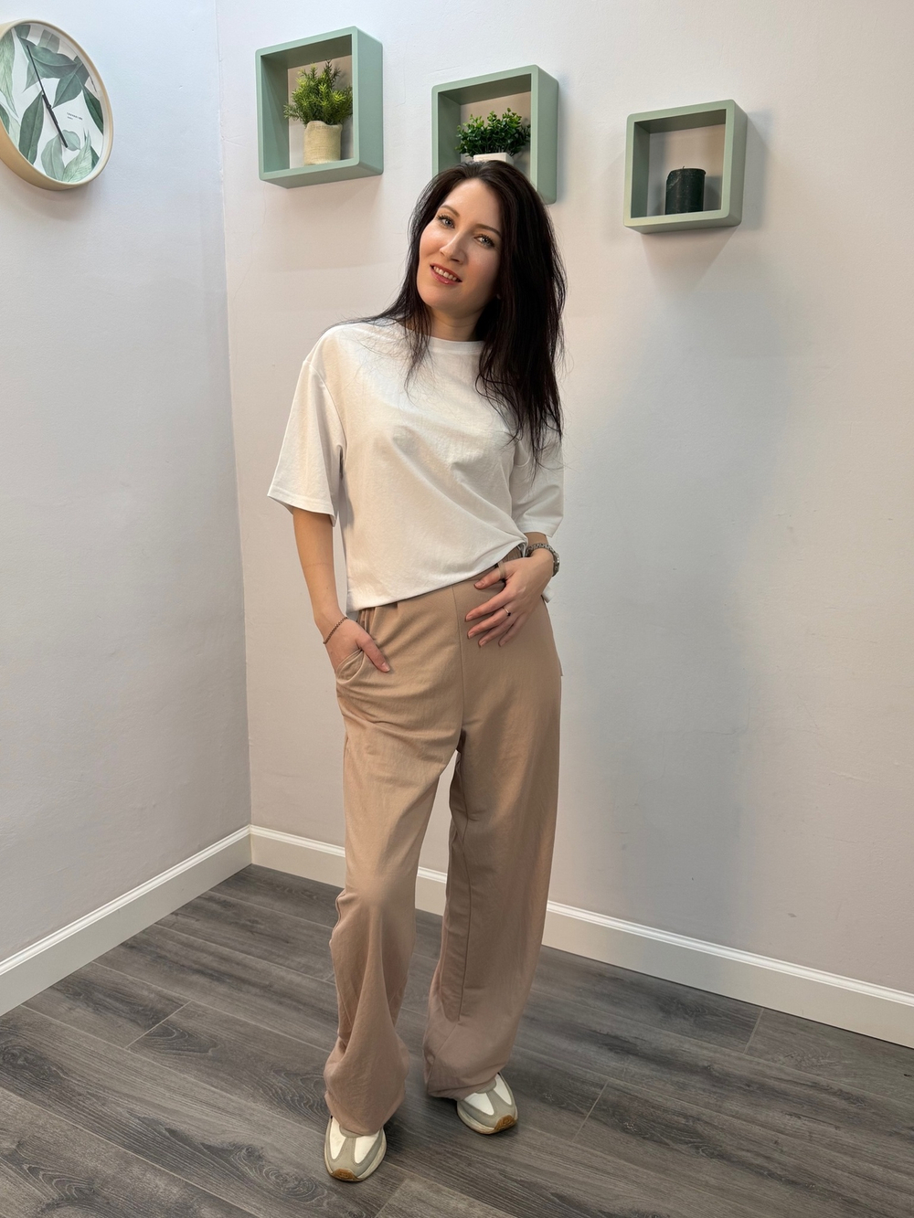 Брюки женские "Шелковый лен" рост 170 бежевый (А)