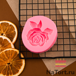 Силиконовый молд «Роза 2Д с листом»