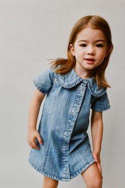 ZARA ДЖИНСОВОЕ ПЛАТЬЕ В ПОЛОСКУ, ВЫЦВЕТШИЙ СИНИЙ