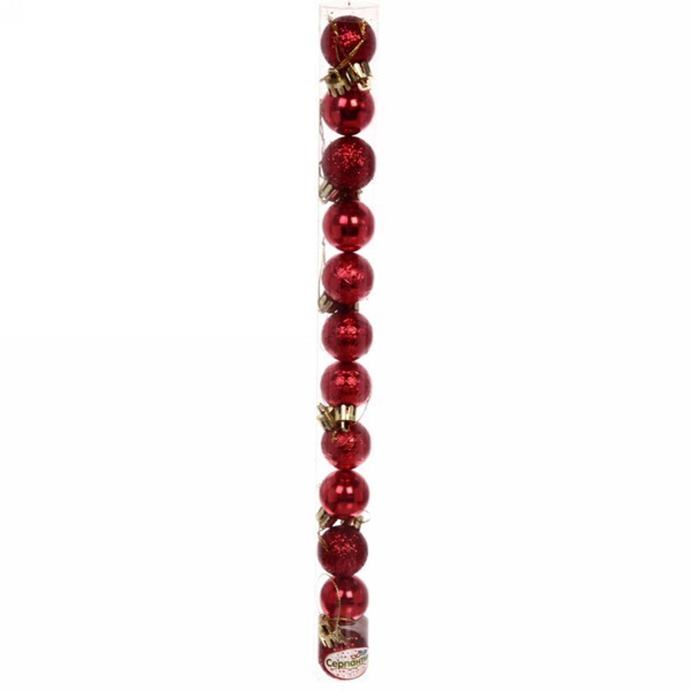 Новогодние шары 3 см (набор 12 шт) «Микс фактур», красный