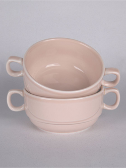 Бульонница супница с ручками фарфоровая тёмно-серый набор 2 шт в стиле акварель