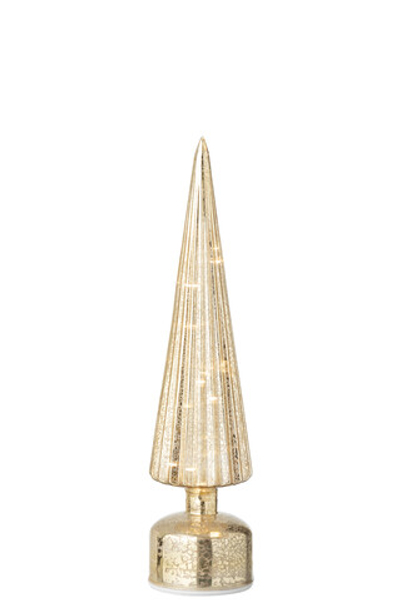 Декор светодиодный вращающийся "Елка" большая античное золото 9x9x40см