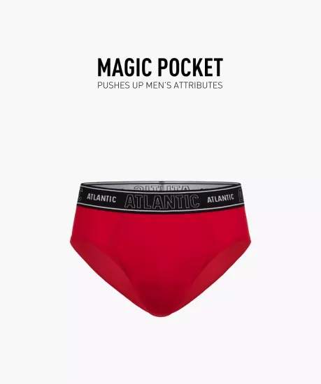 Мужские трусы слипы спорт Atlantic Magic Pocket MP-1569, красные