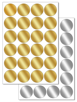 Набор металлизированных (золото, серебро зеркальные) наклеек для упаковки и маркировки PolicomprintS7 30 мм. 48 шт.