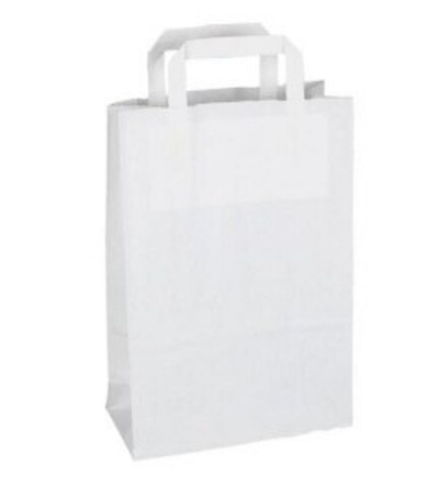 Пакет крафт с плоскими ручками 28*24*14 см,белый