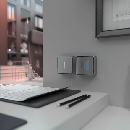 Выключатель одноклавишный с подсветкой Gallant (серебряный)