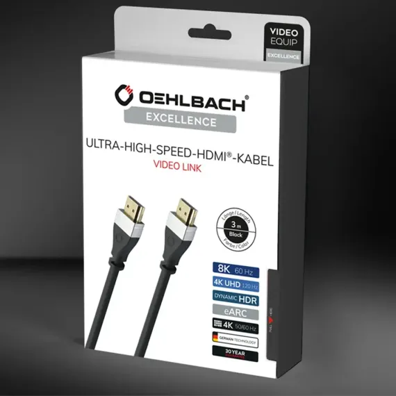 Oehlbach EXCELLENCE Video Link HDMI 2.1 Cable Black 2m