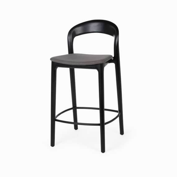Полубарный стул Esse 65 см, черный, тёмно-серая обивка