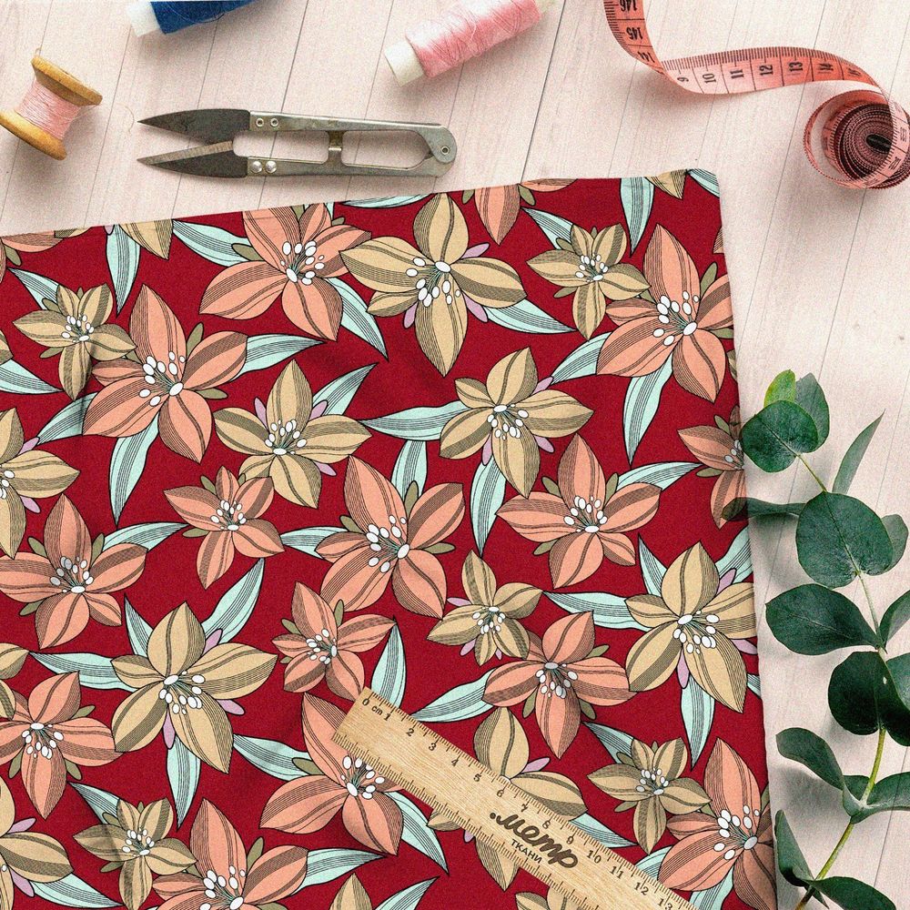 Ткань атлас зарисовки цветов