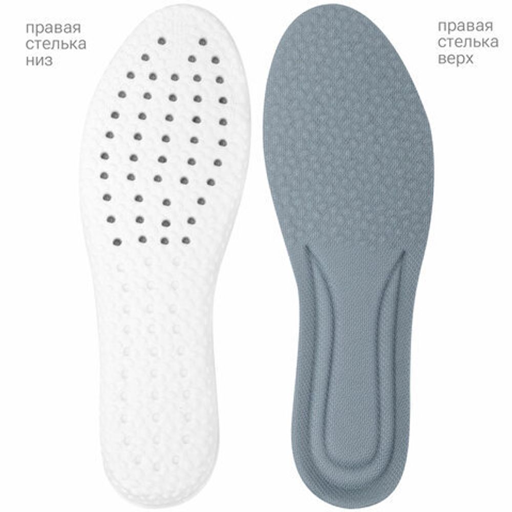 Стельки для обуви АНАТОМИЧЕСКИЕ ДЫШАЩИЕ, материал PU PRO, размер RU 39-44 / EU 40-45, с линиями выреза, SHEGRA (ШЕГРА), 700737