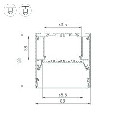 Профиль ARH-POWER-W88-2000 ANOD (Arlight, Алюминий) 036362