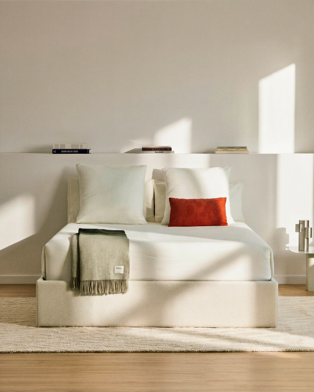 Основание кровати Nelzi из шенилла цвета экрю для матраса 150 x 200 см