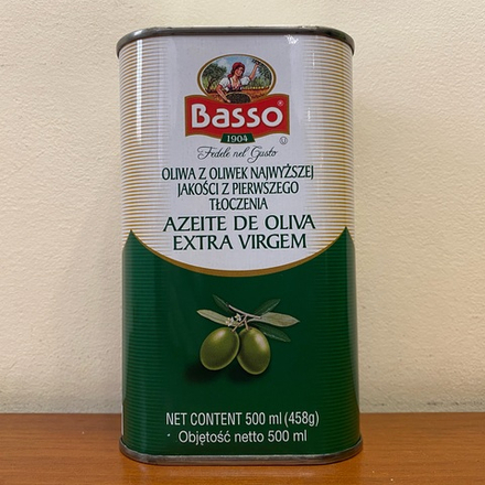 Оливковое масло BASSO Extra Virgin 0.5 литр, ж/б, Италия