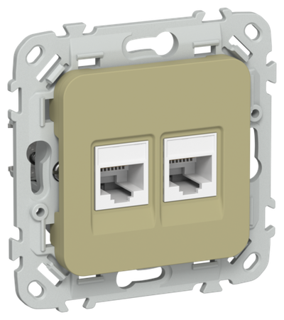 FLITE Розетка 2-местная компьютерная RJ45 категория 5Е UTP РК5е-2-0-ФлО оливковый IEK