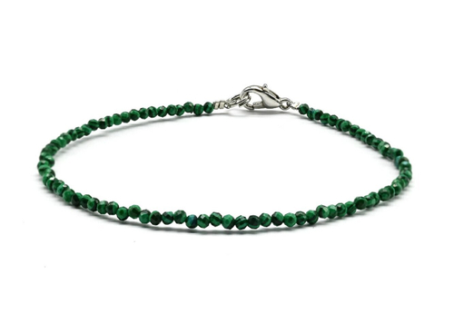 Браслет из малахита шарик гр. 2 мм, 17 см.