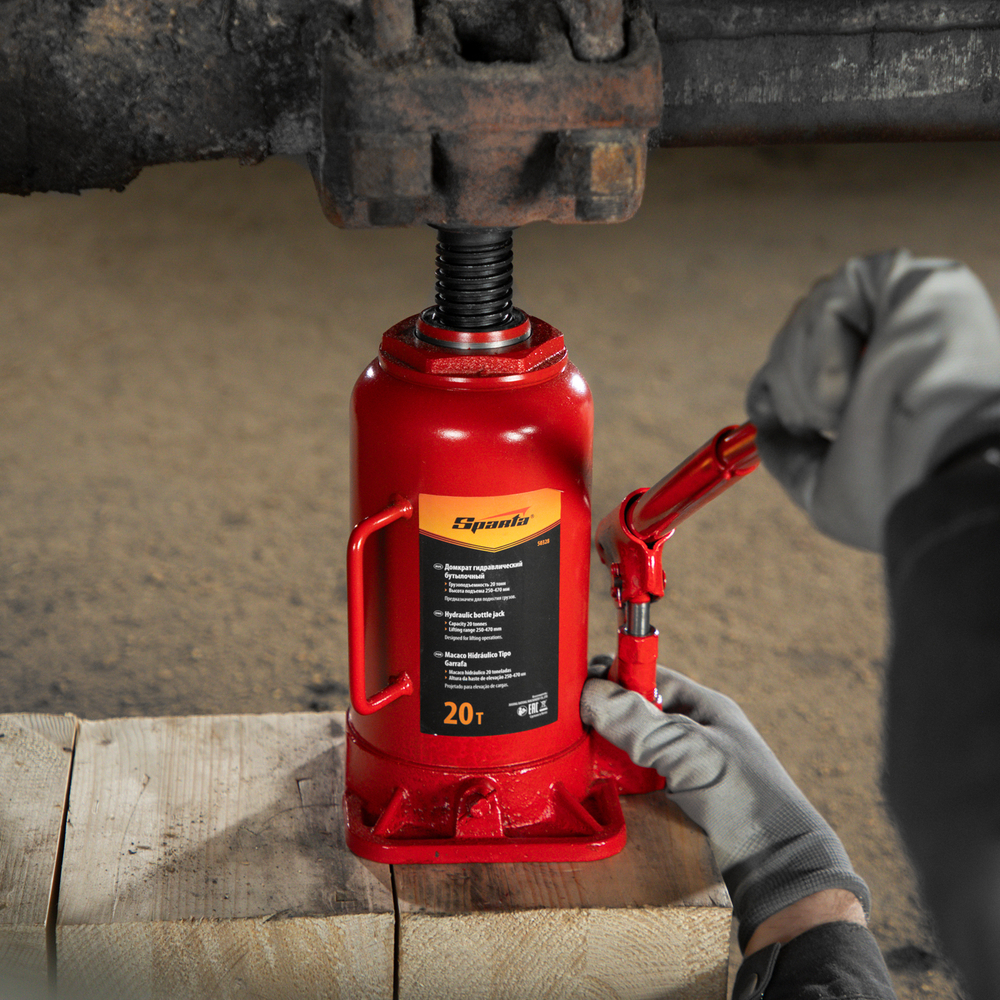 Домкрат гидравлический бутылочный, 20 т, h подъема 250-470 мм Sparta