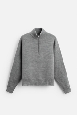 ZARA СВИТЕР С ЗАСТЕЖКОЙ-МОЛНИЕЙ, СЕРЫЙ