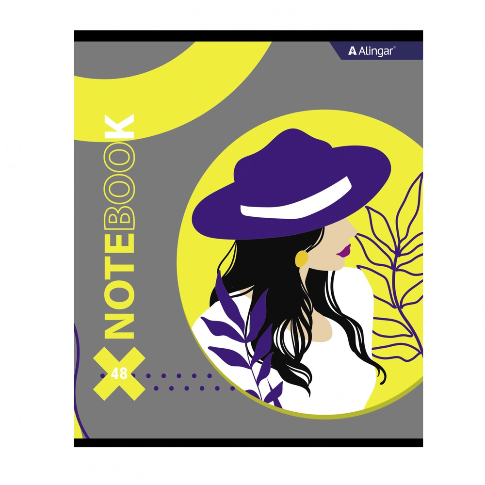 Тетрадь 48л., А5, клетка, Alingar "Леди", скрепка, мелованный картон (стандарт), блок офсет, 4 дизайна в пленке т/у