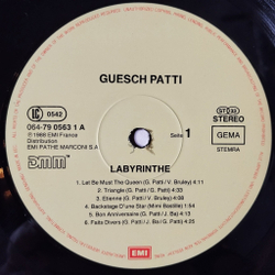 Винтажная виниловая пластинка LP Guesch Patti Labyrinthe (Germany 1988)