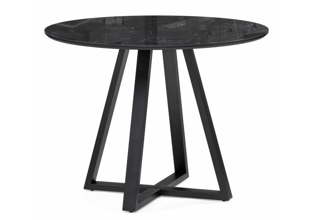 Стол стеклянный Woodville Норфолк 100 черный мрамор, черный