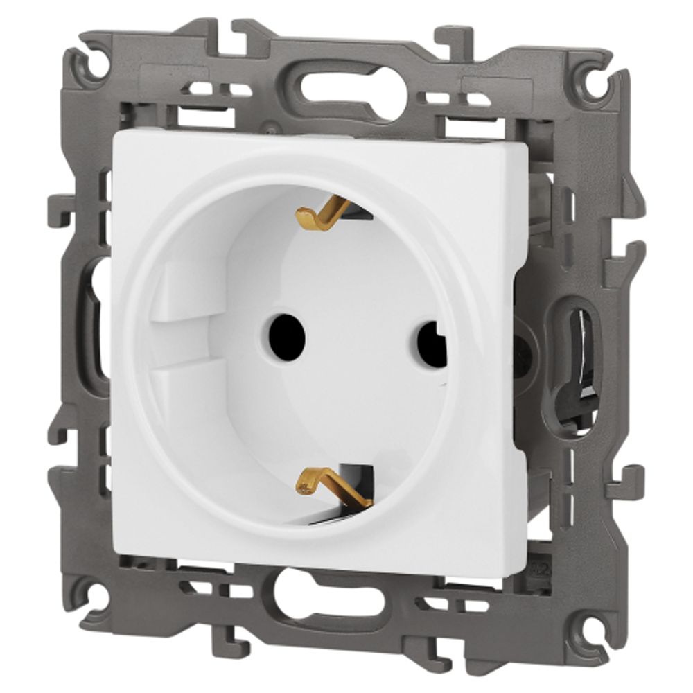 14-2102-01 ЭРА Розетка 2P+E Schuko со шторками, 16A-250В, IP20, Эра Elegance, белый