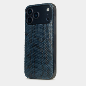 Чехол-накладка для iPhone 17 Pro Max Louis из кожи питона, синего цвета