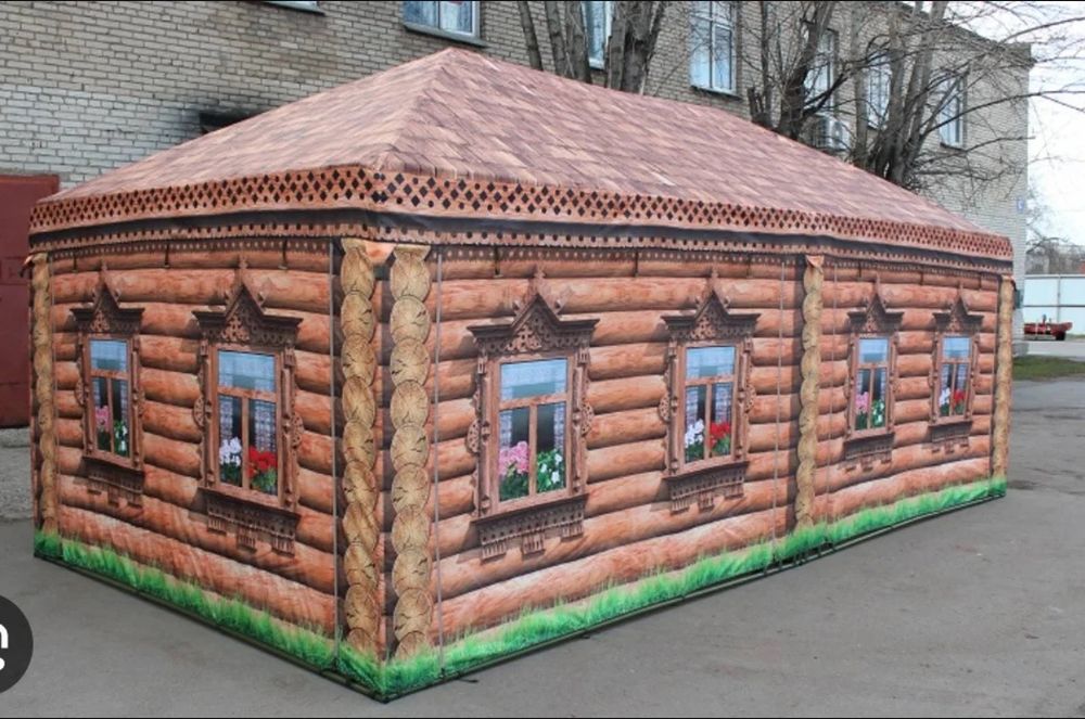 Тент шатра 6 х 3 брендированный под Домик из Бруса