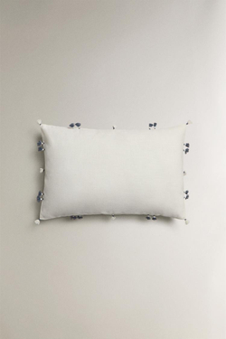 ZARA HOME ЧЕХОЛ ДЛЯ ДЕКОРАТИВНОЙ ПОДУШКИ С КИСТОЧКАМИ, ЭКРЮ