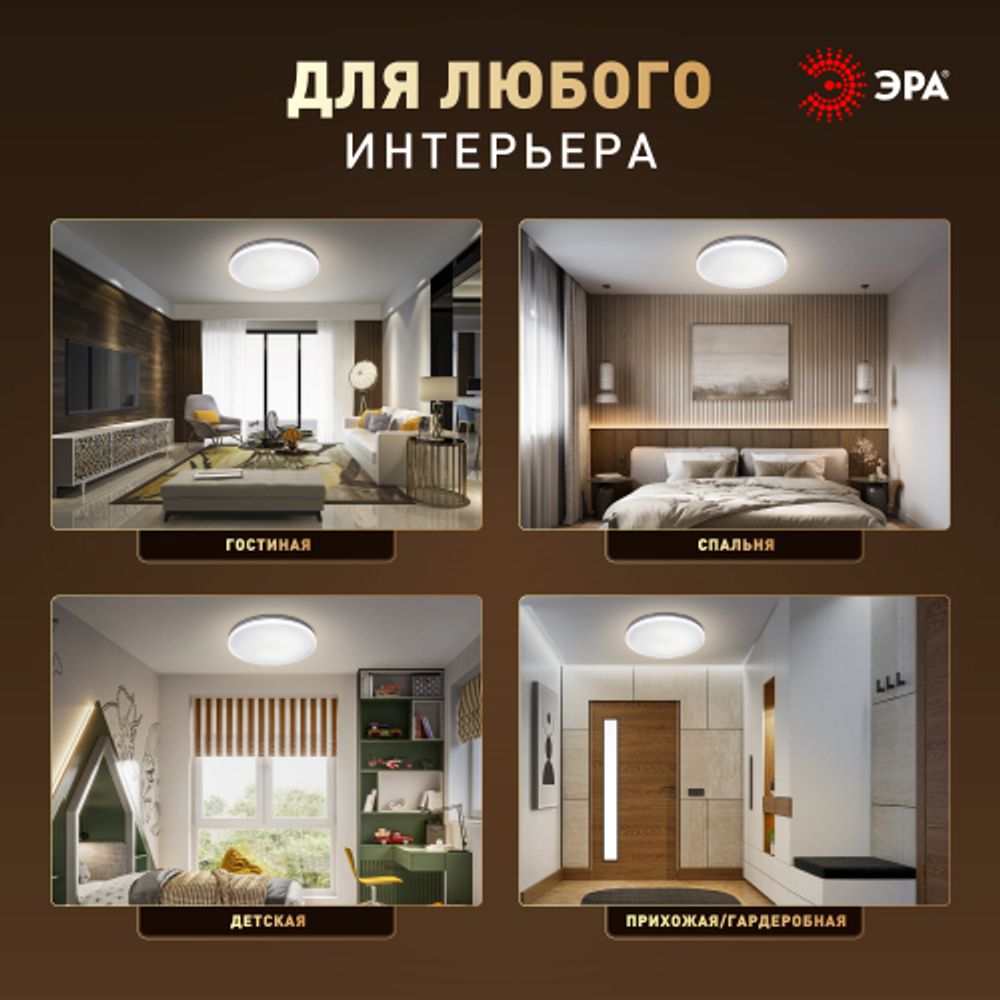 Светильник потолочный светодиодный ЭРА Классик без ДУ SPB-6 Slim Night SKY 24W-4K 4000K | Светильники SPB-6 без ДУ
