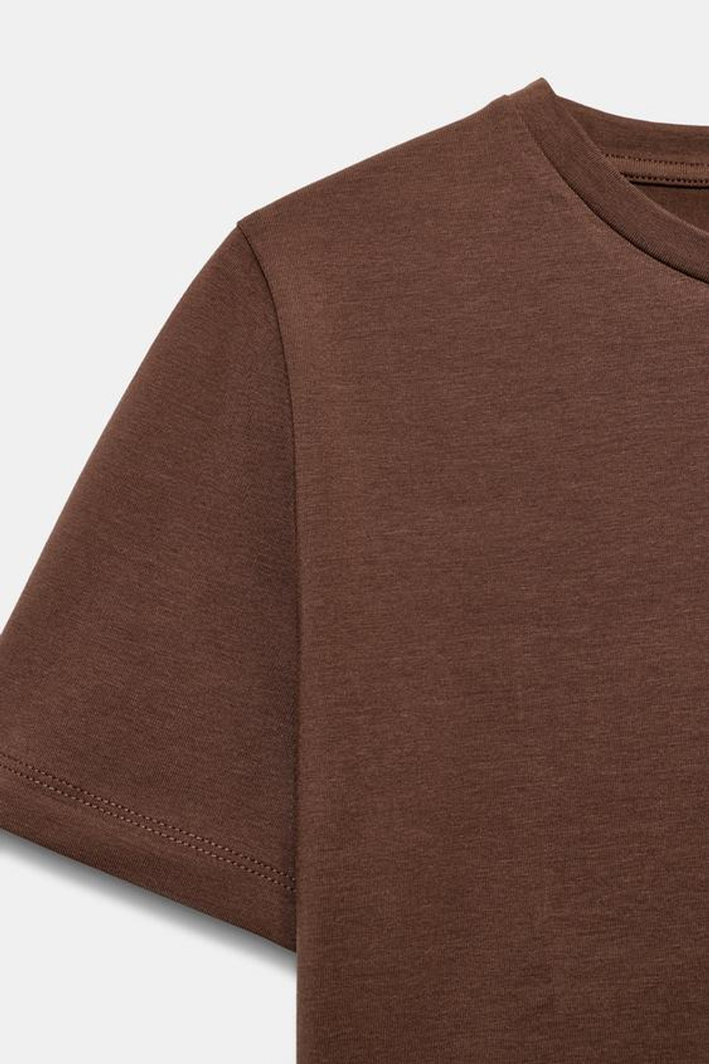 ZARA УКОРОЧЕННАЯ ФУТБОЛКА ИЗ ЭЛАСТИЧНОЙ ТКАНИ, СВЕТЛО-КОРИЧНЕВЫЙ