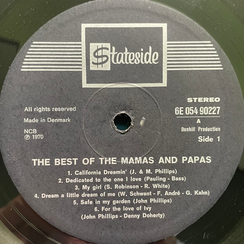 The Mama's & The Papa's ‎– The Best Of The Mama's & Papa's (Дания 1970г.)