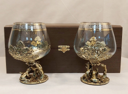 Набор из 2-х бокалов для коньяка "Три медведя"  (подарочный футляр)