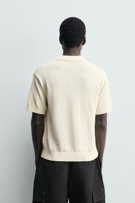 ZARA ПОЛО ИЗ РЕЛЬЕФНОГО ТРИКОТАЖА RELAXED FIT, ЭКРЮ