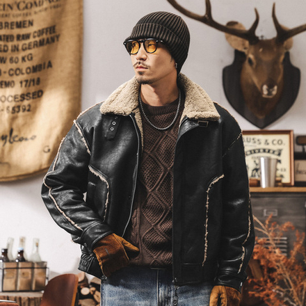 Кожаная куртка Mountain Eagle, воротник с мехом зимнее модное брендовое мотоциклетное меховое для мужчин