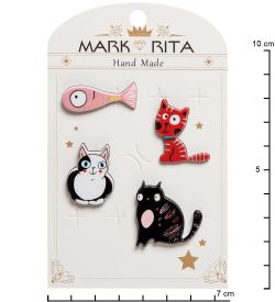 MR- 71 Н-р брошей с цанговым зажимом бабочка «Кошачья радость» Mark Rita