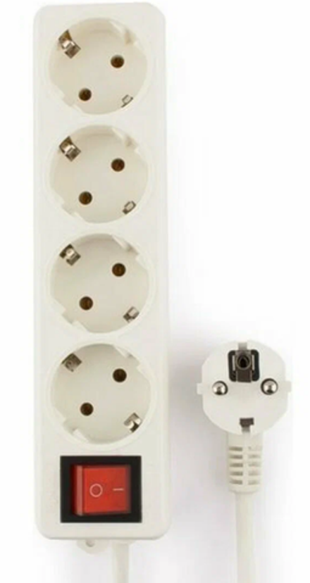 Удлинитель 4-розетки 2-метра 16А 3*1мм Земля выключатель ГАРНИЗОН белый