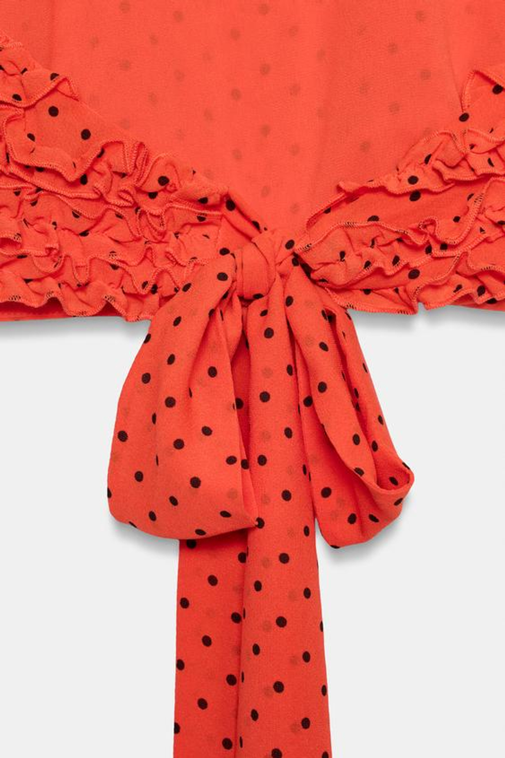 ZARA ТОП ХАЛТЕР С ВОЛАНАМИ, КРАСНОВАТЫЙ