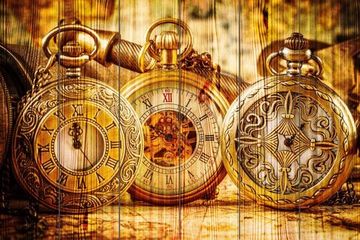 Панно из дерева Vintage Antique pocket watch