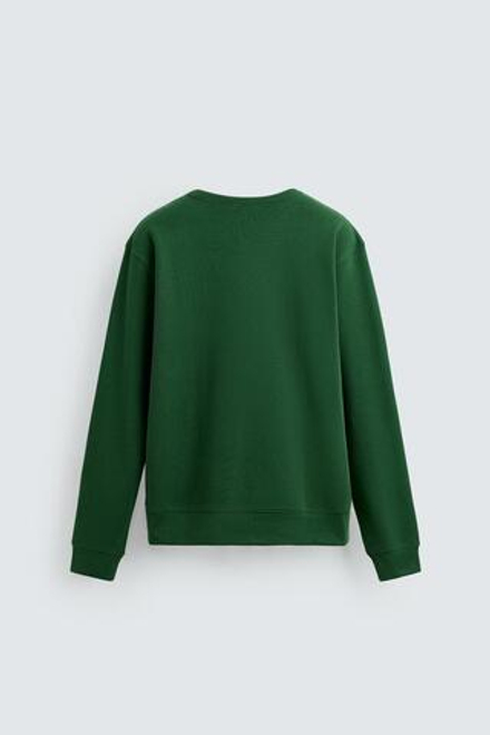 ZARA БАЗОВАЯ ТОЛСТОВКА С КРУГЛЫМ ВЫРЕЗОМ, ЗЕЛЕНЫЙ
