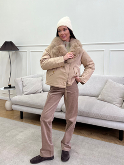 Парка Extra Lux с натуральным мехом бежевый