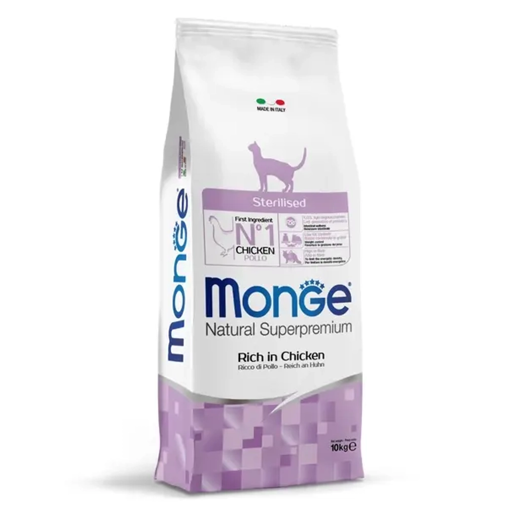 Сухой корм Monge Cat Daily Line Sterilised для стерилизованных кошек, из курицы 10 кг (НОВАЯ ПОСТАВКА ОТ АВГУСТА 2025!)