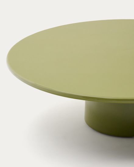 Журнальный столик Albanella из цемента с глянцевой зелёной отделкой Ø110 см