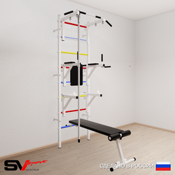 Шведская стенка Sv Sport усиленная 690 (Турник стандарт/Брусья/Стойка/Скамья/Канат)