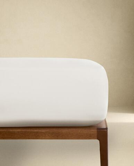 Zara Home - Атласная простыня с эластичной лентой, высота 40 см (300 нитей), белый, 200х200х40 см