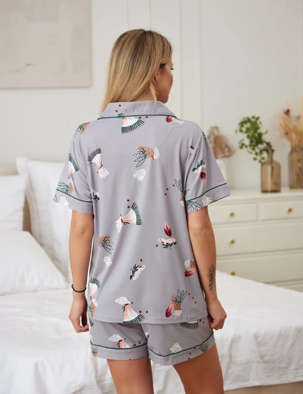 [m]Пижама жен. б/в шорты+рубашка к/р 2339