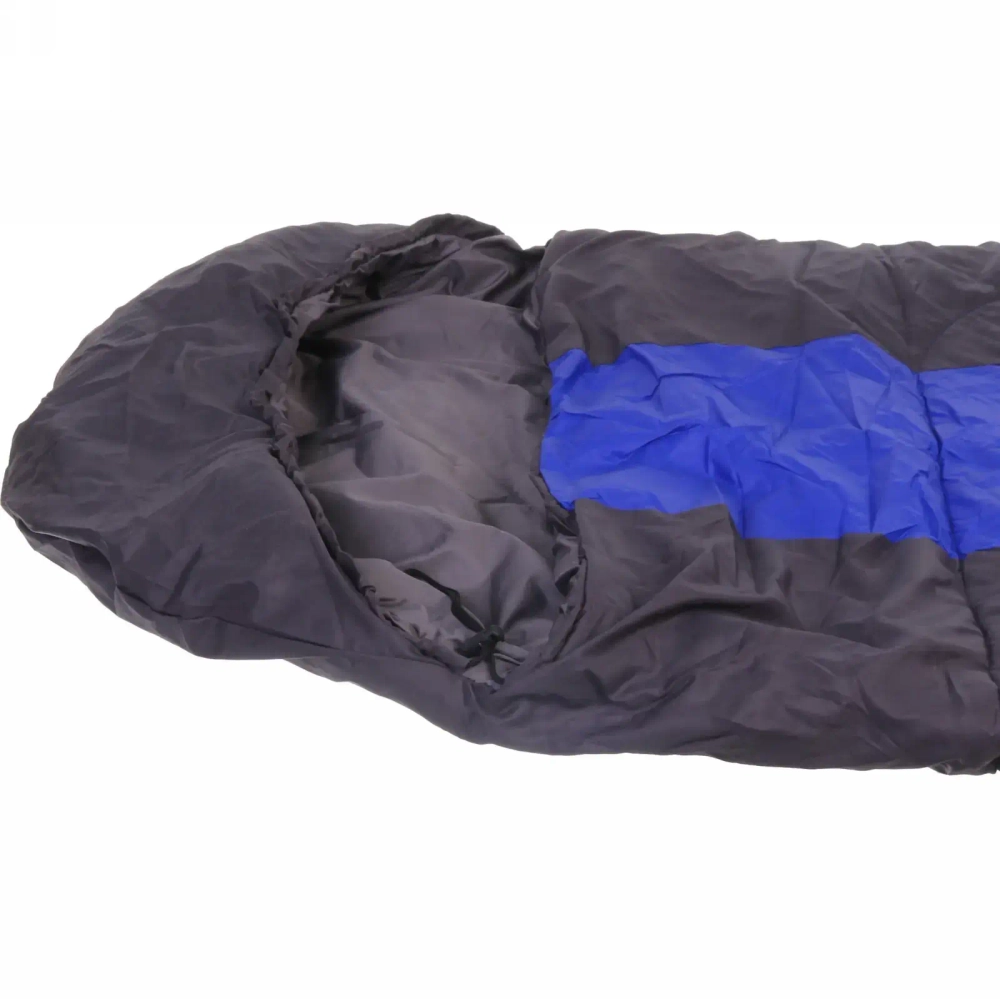 Спальник одеяло с капюшоном 210*70см 1400гр серо-синий +0С