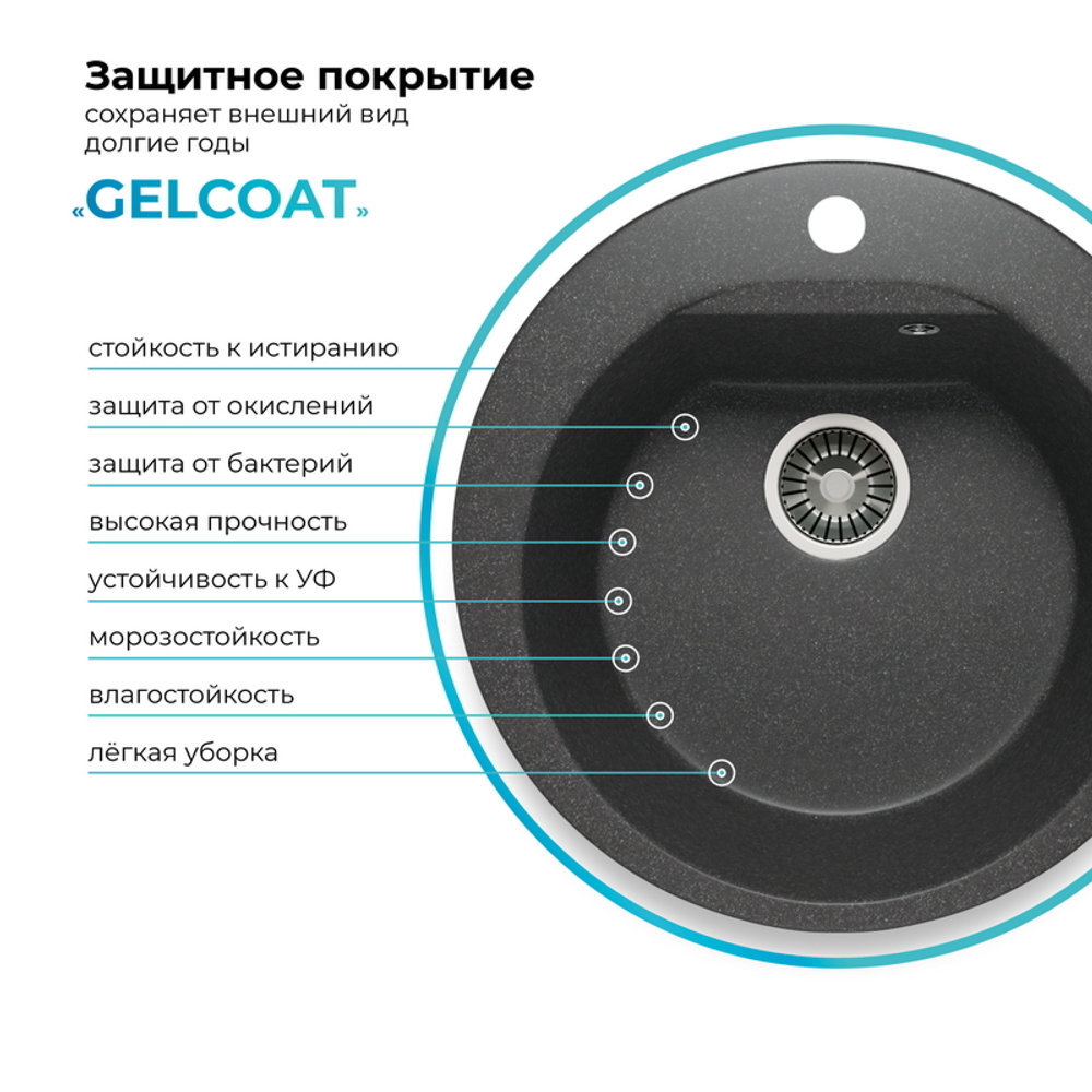 Мойка POLYGRAN ATOL-460 черный №16