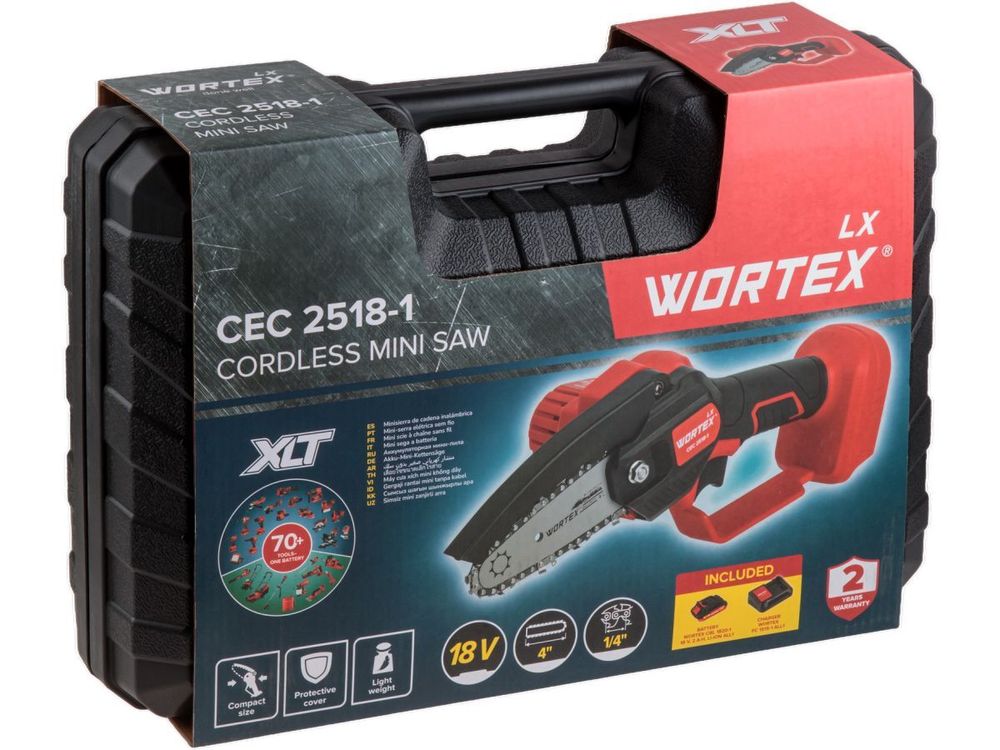 Аккуммуляторная мини-пила WORTEX LX CEC 2518-1 в чемемодане ALL1 XLT с акб и з/у SET 18В, 4"